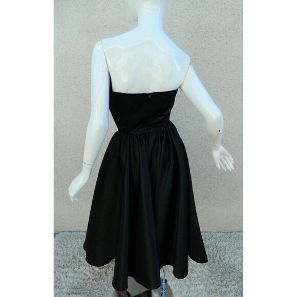 Queen Of Heartz Dress‎ Black  Satin Corset Strapless Pinup Rockability Medium - Picture 2 of 8
